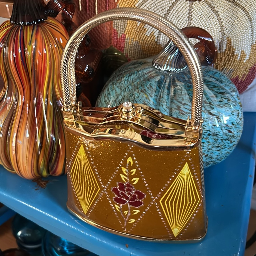 Vintage Art Deco Hard Case Metal Bag